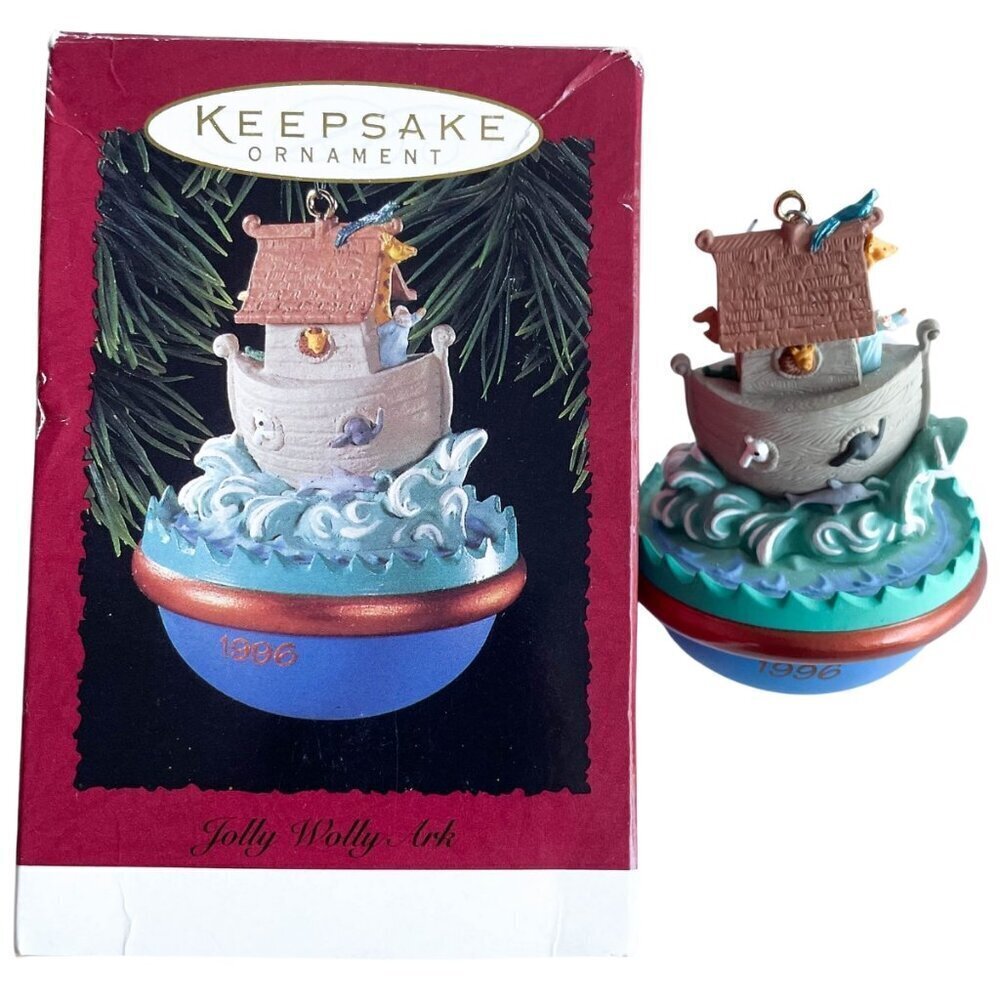 Vintage 1996‎ Hallmark Keepsake Jolly Wolly Noah's Ark Christmas Ornament